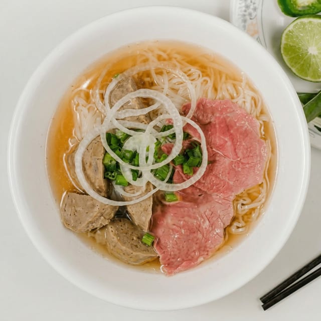 P4. Eye Round & Meatballs Pho.